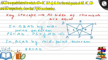 \( A B C D \) is a quadrilateral in which \( A D=B C \). If \( P, Q, R \), Sbe the mid-points of...