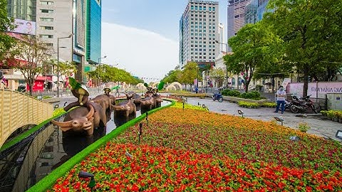 CẬN CẢNH 3D tiểu cảnh "Mùa len trâu" Đường hoa Nguyễn Huệ Tết Tân Sửu 2021 | Số hóa đường hoa