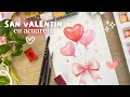 Taller San Valentín en acuarela 🎨 Descarga la plantilla en la descripción!
