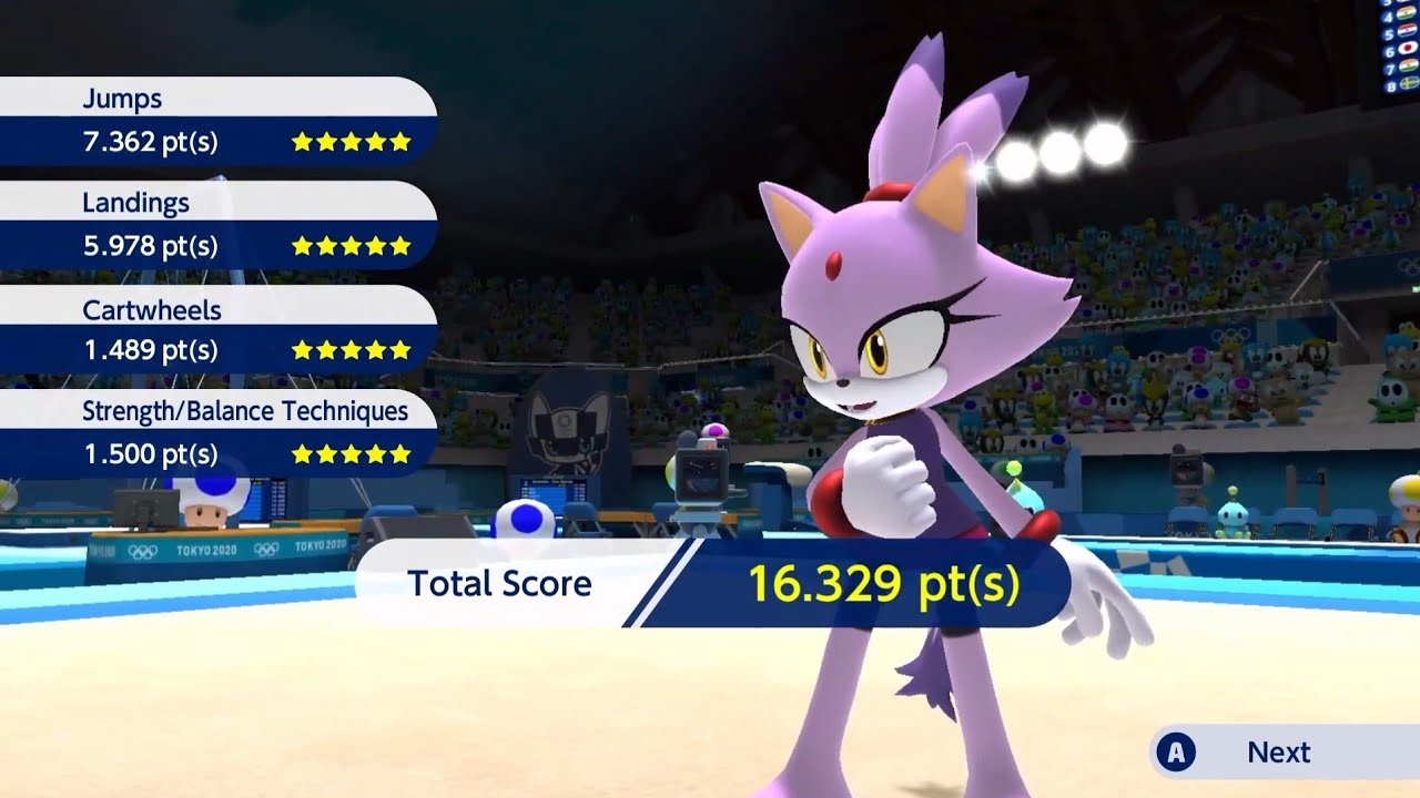 16.329 pts (PB) Gymnastics Floor Exercise (Blaze) Mario & Sonic at the Olympic Games Tokyo 2020