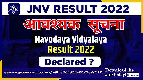 JNVST RESULT 2022 | Navodaya Vidyalaya Result 2022 Class 6 and 9th | JNVST Important Latest Updated