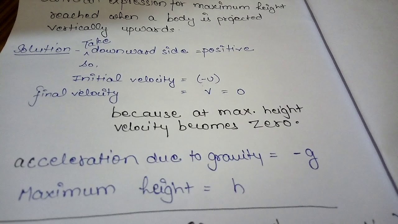 Max Ht Formula Derivation for max. Height - YouTube