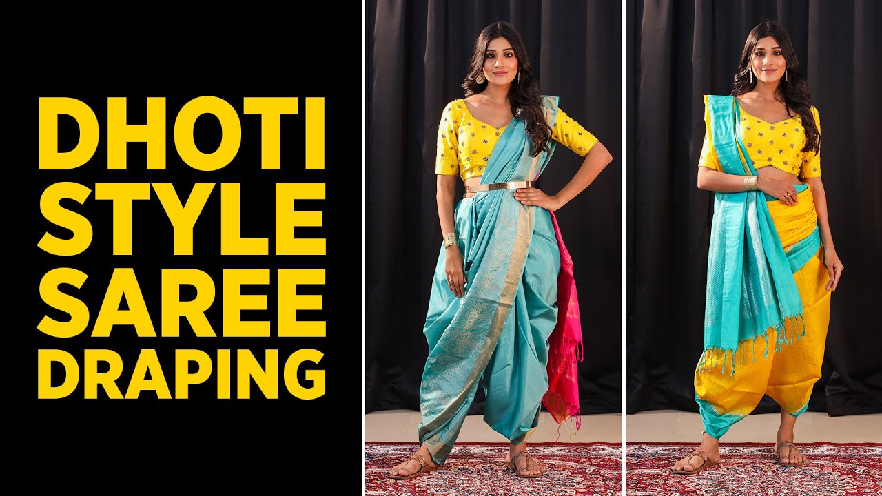 2 Dhoti Style Saree Draping | Marathi Style Saree | Silk Saree in ...
