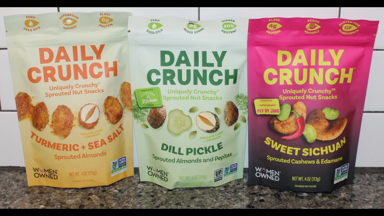 Daily Crunch Sprouted Nut Snacks: Turmeric + Sea Salt, Dill Pickle ...