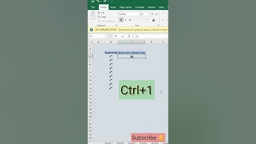 #shorts||SuperScript with Number Excel 👍#excel #exceltutorial #learnmore
