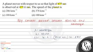 A Planet Moves With Respect To Us So That Light Of 475 Mathrmnm Is Observed At 475