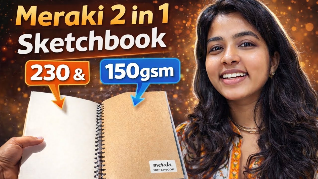 Meraki 2 in 1 Sketchbook (230 & 150 GSM) ✨ | Spiral Bound | Meraki Sketchbook Review