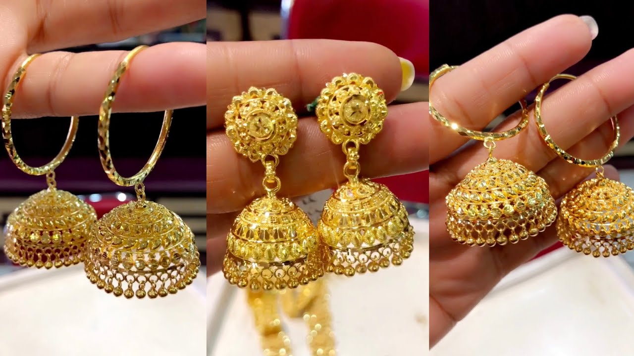 Latest Gold Pinjada Jhumka Designs with weight #blissjewellers - YouTube