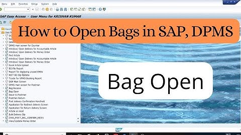 How to open Bags in SAP | Bag open in sap | DPMS