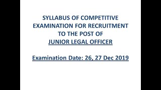 SYLLABUS OF RAJASTHAN JLO (JUNIOR LEGAL OFFICER) 2019