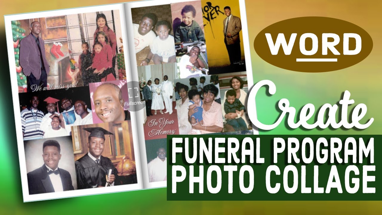 Create A Photo Collage Windows Word Funeral Program Template Youtube
