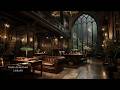 Dark Academia Library | Rainy Night Ambience with Soft Piano &amp; Fireplace | 2 Hours