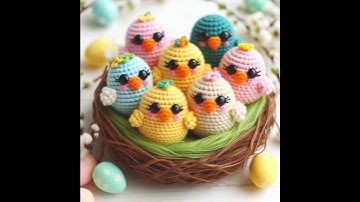알록달록 병아리 인형♡(colorful chick dolls♡) #인공지능 #코바늘 #병아리 #인형 #알록달록 #병아리인형 #코바늘인형 #ai #craft #crochet