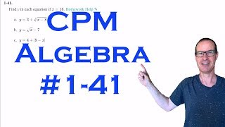 CPM Algebra Chapter 1 Problem 41