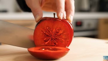 Slicing Surreal Liquid Metal Fruits: ASMR Macro Kitchen #LiquidMetalFruit #ASMR #Macro #Satisfying #