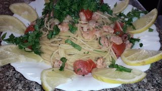 shrimp with pasta &cream   ?جمبري مع المعكرونه والكريما على طريقة طبخة ماما اطيب المغذية والشهيه