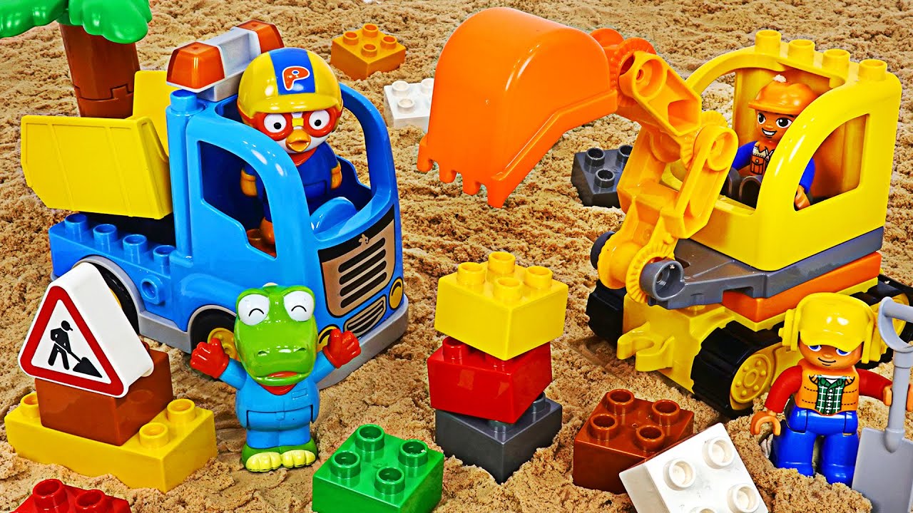 ¡Coche de construcción Lego Duplo, Bloques de pila de Pororo | Juguete PinkyPop