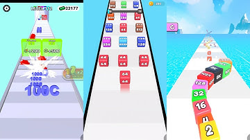 Number Merge Run vs 2048 Cube Run vs Jelly Tube Run 3 in one Gameplay Run & Merge