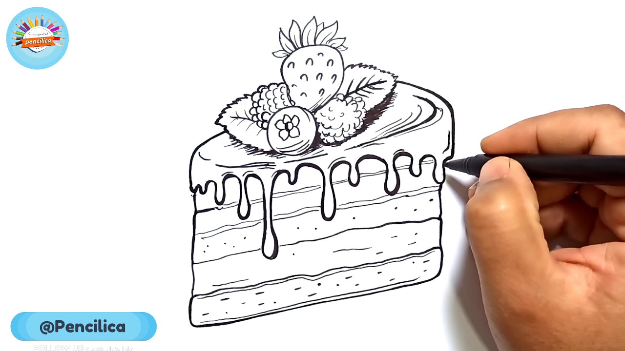 How To Draw a Piece Of birthday cake for beginners , Piece Of cake Easy