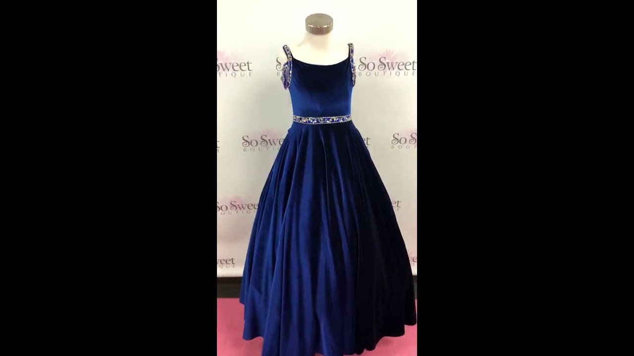 Girls Pageant Dress Tiffany Royal Blue Velvet 13540