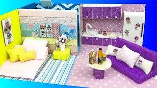 DIY  Miniature Cardboard House #47 ~ DIY Miniature Bedroom, Bathroom for LOL