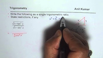 Understand Pythagorean Identity and Write as Single Trigonometric Ratio