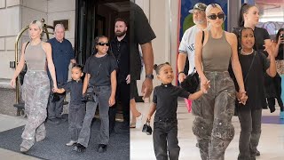 Kim Kardashian daughters North & Chicago carry matching $3K in New York City.