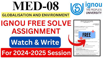 IGNOU MED-08 Solve Assignment 2024-2025 Download | IGNOU Free Assignment Download 2025 | #ignou