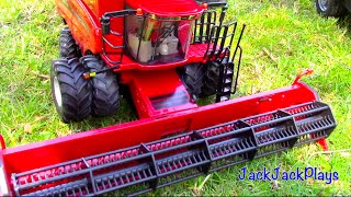 Farm Tractors for Children - Red Ertl Combine Toy UNBOXING with JackJackPlays