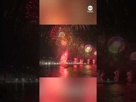 Brazil welcomes the new year with fireworks at copacabana beach