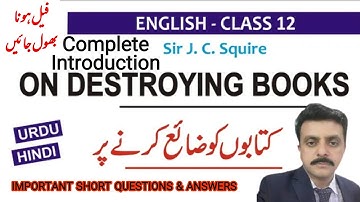 on destroying books||12th Class English Book II, Ch 5 On Destroying Books - FA,ICS,FSc,ICOm Book 2