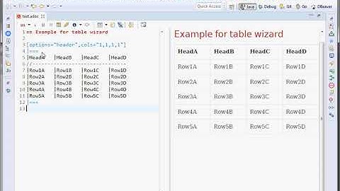 eclipse asciidoctor editor table wizard