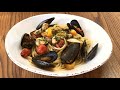 Pasta con Choros y Tomatitos Amarillos y Rojos