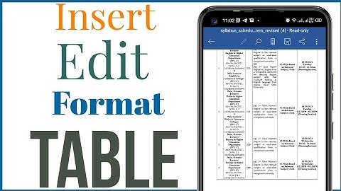 How To Insert, Edit And Format a  Table In MS Word Android App | Edit Table on Word Mobile Phone