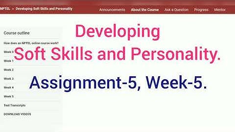 Developing soft skills and personality || Week 5 || NPTEL Assignment 5 Answer || Assignment 5 ||