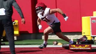 Rob Ryan works with USC's linebackers during the first day of USC's 2025 spring camp