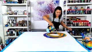 This is BIG! Crazy Colors with a Beautiful Design! - Ring Pour Swipe - Acrylic Pouring