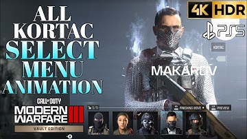 PS5 Call of Duty Modern Warfare 3 Vault Edition All Operators Kortac Menu & Select Animations MW3 4K