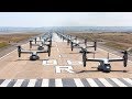 Watch Twenty six MV-22B Osprey and 15 CH-53E Take Off Together in an Elephant Walk