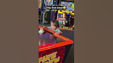 Thumbnail of His first time! lol #toddler #play #arcade #music #song