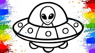 Let&#39;s learn Hove to draw an UFO - Drawing and Coloring for Kids