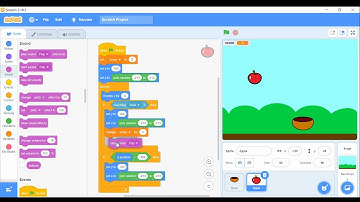 Scratch Tutorial: How to make Apple Catching game in Scratch. Simple!! | Programming With Jillian