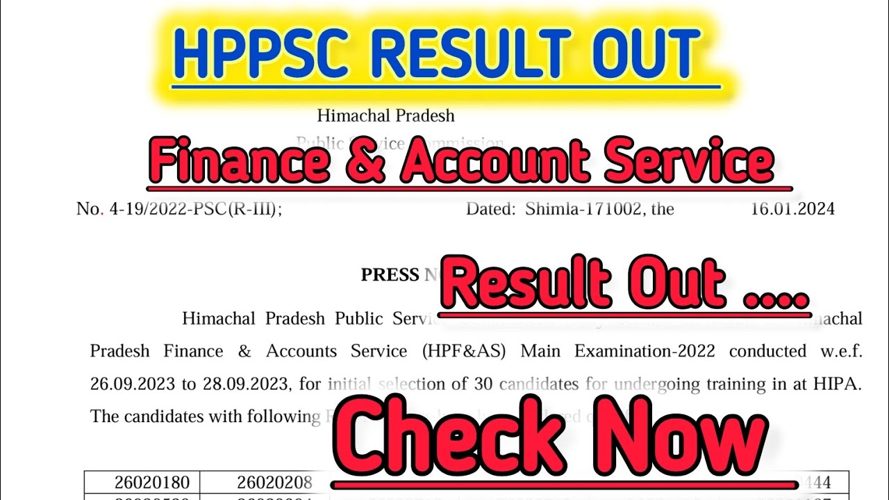 HPPSC RESULT OUT FOR POST FINANCE  & ACCOUNT SERVICE || 30 CANDIDATES SELECT || CHECK NOW 