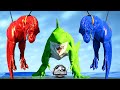 Green King Shark vs Red T-Rex, Blue I-Rex, Godzilla Dinosaurs Fight in Jurassic World Evolution