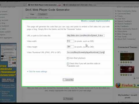 How To use DivX Web Player Code Generator