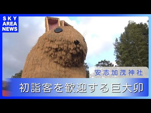 「巨大うさぎ」が置かれている神社は初詣で大にぎわい（安志加茂神社） [23.1.2]【スカイエリアTV】
