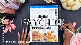 DIGITAL PAYCHECK BREAKDOWN | SEPTEMBER PAYCHECK 2 | REPLENISH SINKING & SAVINGS | IPAD PRO PLANNER