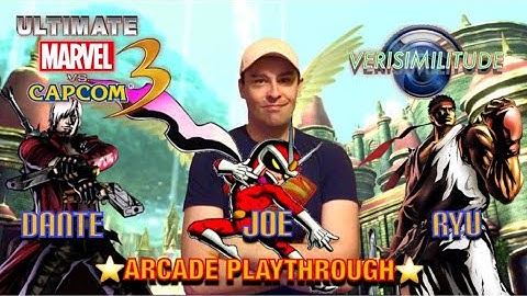 ULTIMATE MARVEL VS CAPCOM 3: DANTE, VIEWTIFUL JOE, RYU ARCADE PLAYTHROUGH