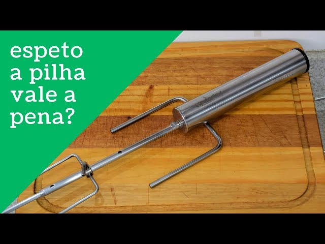 Espeto Giratório com pilha para churrasco