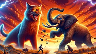 Cat and Elephant Fight #cute #kitten #funny #catlover #animation #meowpows